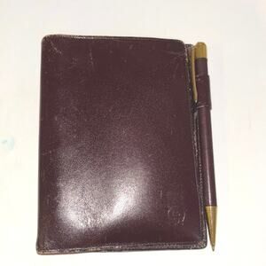 Etienne Aigner Burgundy Leather Memo Cover with Pen